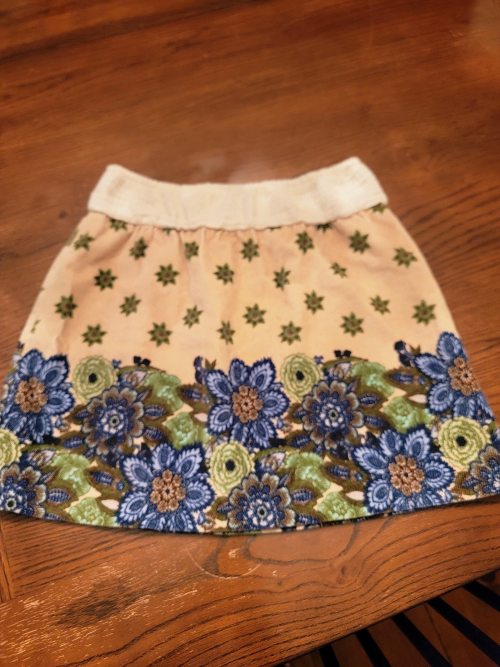 Free People- Floral Embroidered Peach A-Line Skirt